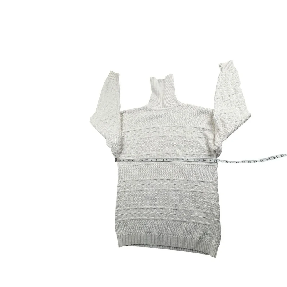 Ann‎ Taylor Cream Cable Knit Turtleneck Sweater Womens Medium 100% Cotton
